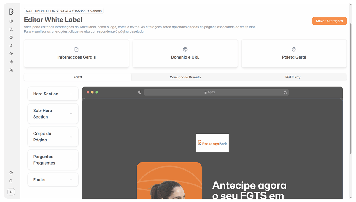 Edição de plataforma white label